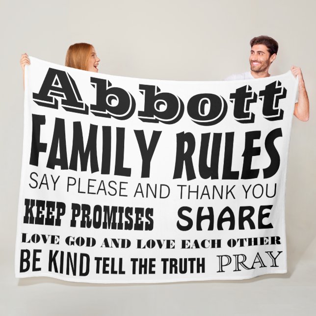 Inspirational Quote Life Family Rules Fleece Blanket (In Situ)