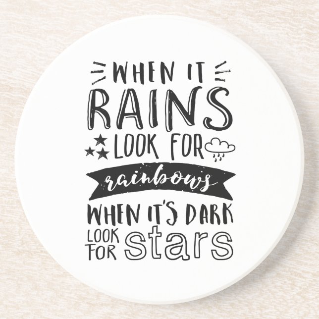 Inspirational Quote Look For Star and Rainbow Coaster (Front)