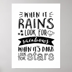 Inspirational Quote Look For Star and Rainbow Poster