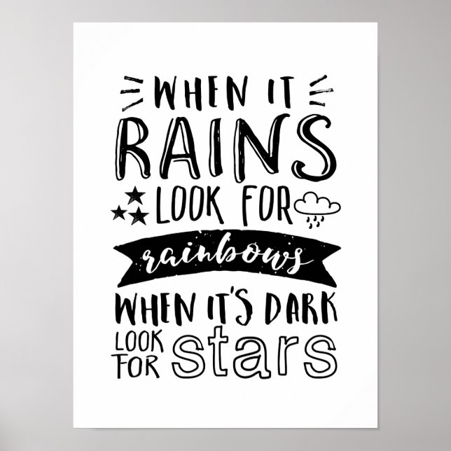 Inspirational Quote Look For Star and Rainbow Poster (Front)