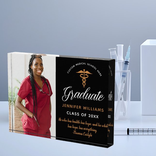 Inspirational Quote Medical School Graduation Chic Photo Block (Creator Uploaded)