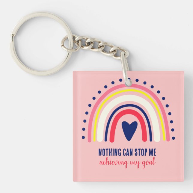 INSPIRATIONAL QUOTE MODERN VINTAGE BOHO RAINBOW    KEY RING (Front)