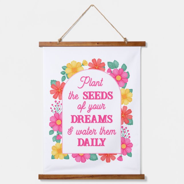 Inspirational Quote Motivational Floral Arch Hanging Tapestry (Front)