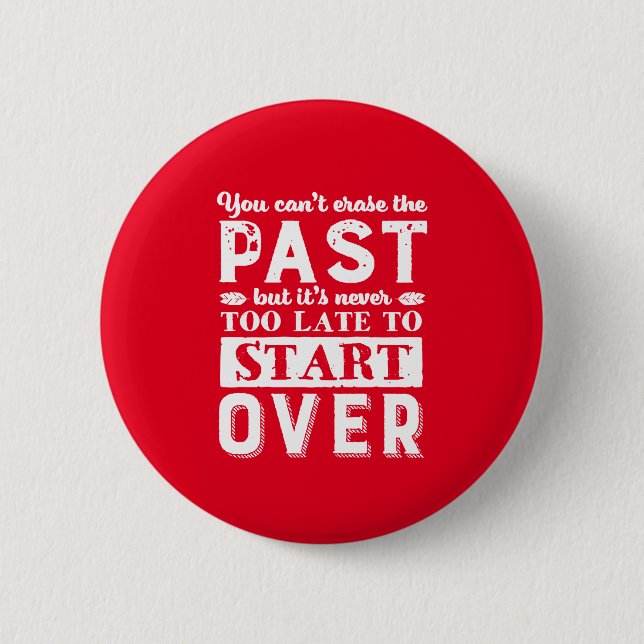 Inspirational Quote Never Too Late To Start Over 6 Cm Round Badge (Front)