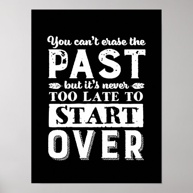 Inspirational Quote Never Too Late To Start Over Poster (Front)