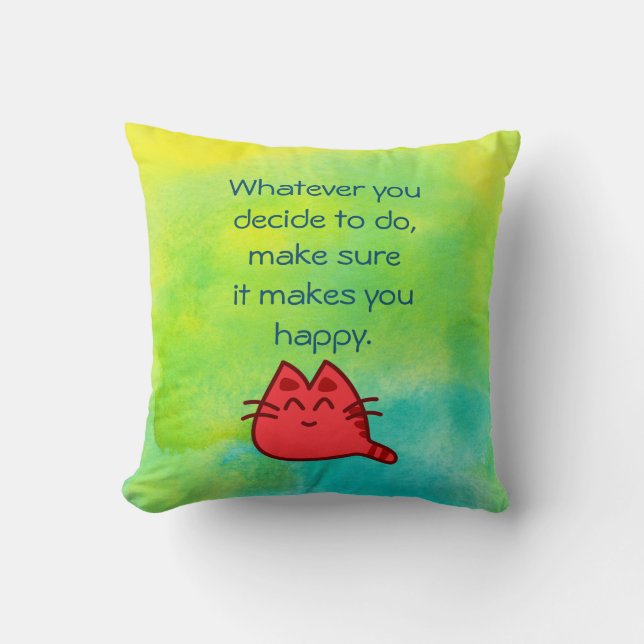Inspirational Quote on Happiness Cushion (Front)