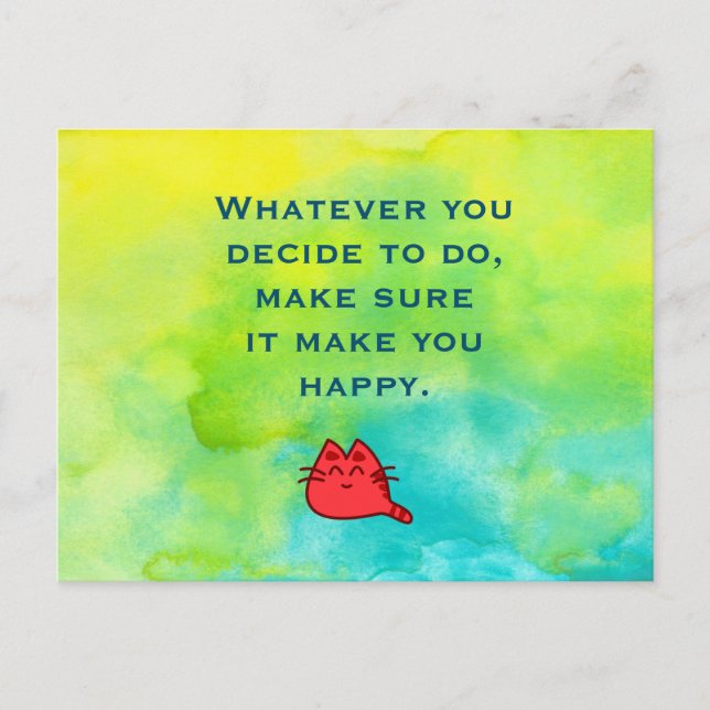 Inspirational Quote on Happiness Postcard (Front)