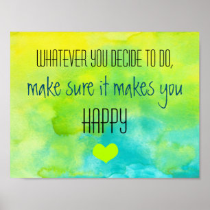 Inspirational Quote on Happiness Poster
