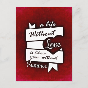 Inspirational Quote on Love on a Red Background Postcard