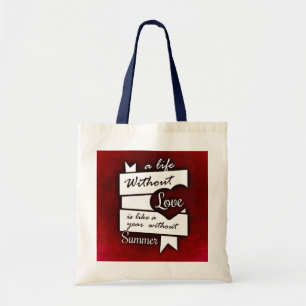 Inspirational Quote on Love on a Red Background Tote Bag