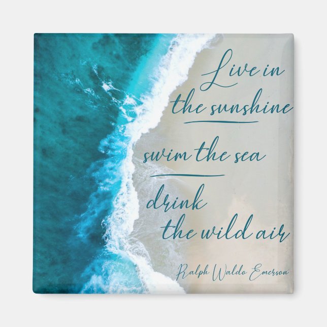 Inspirational quote on ocean image magnet (Front)