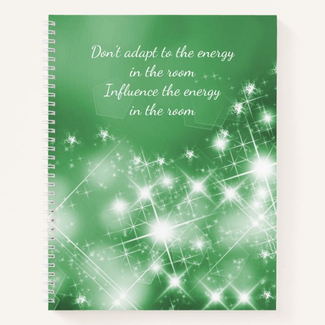 Inspirational Quote on Soft Green Sparkling Lights Notebook (Front)