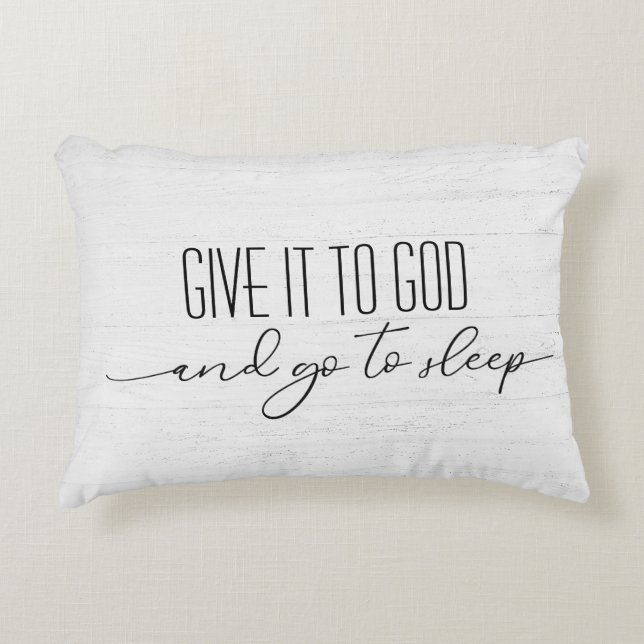 Inspirational Quote On Whitewashed Wood Decorative Cushion (Front)