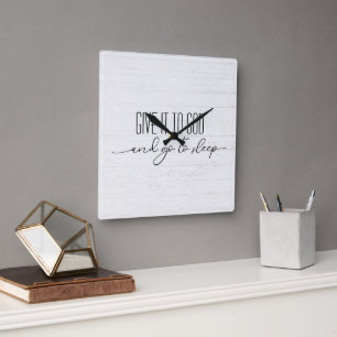 Inspirational Quote On Whitewashed Wood Square Wall Clock