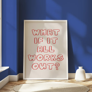 Inspirational Quote Optimistic Hand-Drawn Red Wall Poster