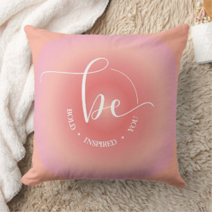 Inspirational Quote Orange Be Bold Inspired You Cushion