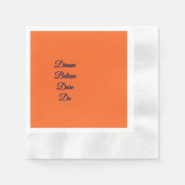 Inspirational Quote Orange Cocktail Napkin (Front)