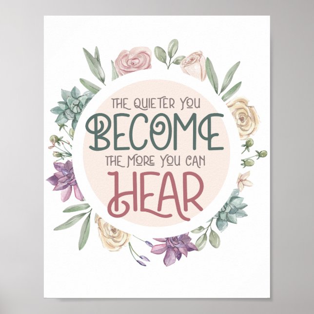 Inspirational Quote Pastel Floral Wreath Poster (Front)