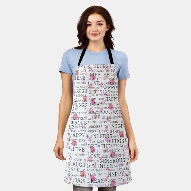 Inspirational Quote Pink Peach Rose Petals Apron (Worn)