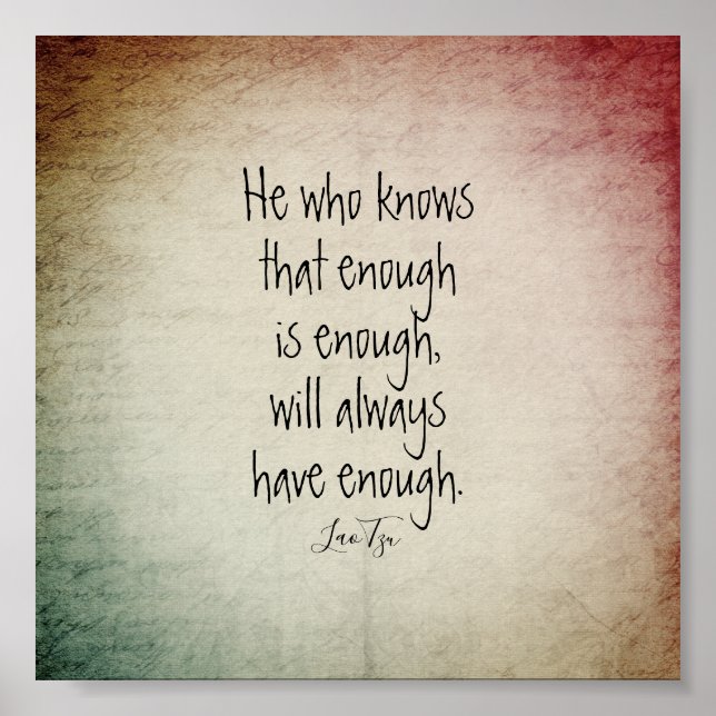inspirational quote  poster Lao Tzu text (Front)