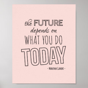 Inspirational Quote Poster The Future Pink Trend