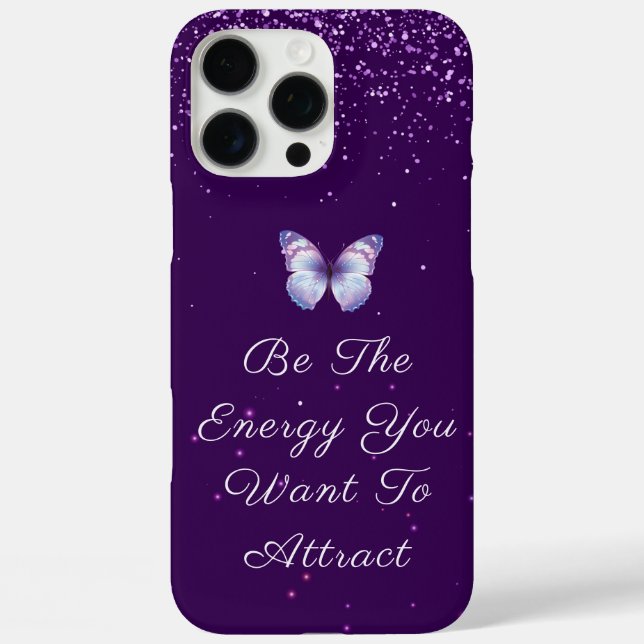 Inspirational Quote purple glitters butterfly  Case-Mate iPhone Case (Back)