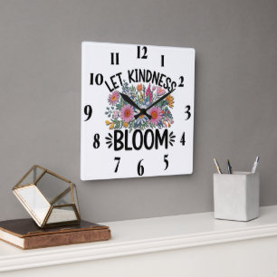 Inspirational Quote/Sayings/Flowers Square Wall Clock