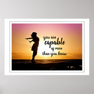 Inspirational Quote Seascape Waves Beach Poster