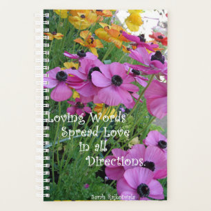 Inspirational Quote Spring Floral Flower Garden Planner