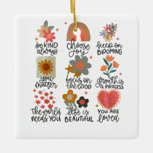 Inspirational Quote Stickers Ceramic Ornament
