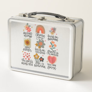 Inspirational Quote Stickers Metal Lunch Box