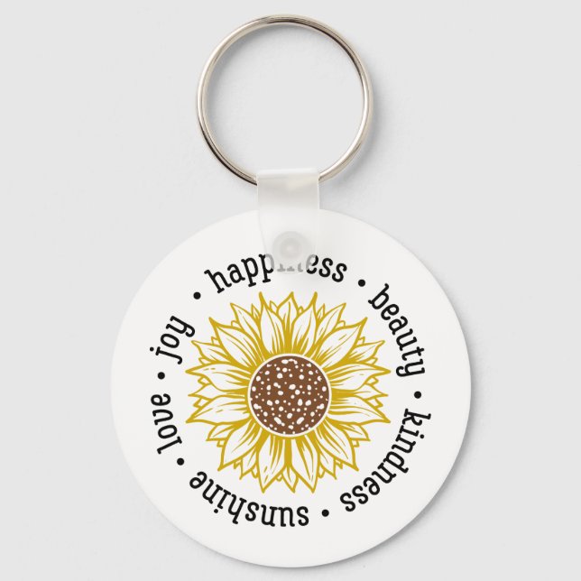 Inspirational Quote | Sunflower Key Ring (Front)