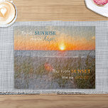 Inspirational Quote Sunrise Painting Jigsaw Puzzle<br><div class="desc">"May every sunrise bring you hope, May every sunset bring you peace" inspirational quote on a beautiful photo painting of a sunrise over the ocean and dunes. The gorgeous sunrise with the warm colours and inspiring words convey feelings of peace and tranquillity. I took this photo early one morning in...</div>