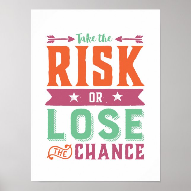 Inspirational Quote Take Risk or Lose The Chance Poster (Front)