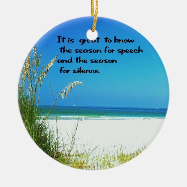 Inspirational Quote The sounds of Silence Ceramic Tree Decoration (Front)