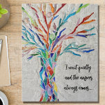 Inspirational Quote Tree Jigsaw Puzzle<br><div class="desc">This decorative jigsaw puzzle features a mosaic tree in rainbow colours and an inspiring quote.
Easily customisable with your own words.
Because we create our artwork you won't find this exact image from other designers.
Original Mosaic © Michele Davies.</div>