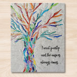 Inspirational Quote Tree Jigsaw Puzzle<br><div class="desc">This decorative jigsaw puzzle features a mosaic tree in rainbow colours and an inspiring quote.
Easily customisable with your own words.
Because we create our artwork you won't find this exact image from other designers.
Original Mosaic © Michele Davies.</div>