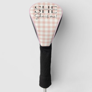 Inspirational Quote Typography Gingham Golf Head Cover