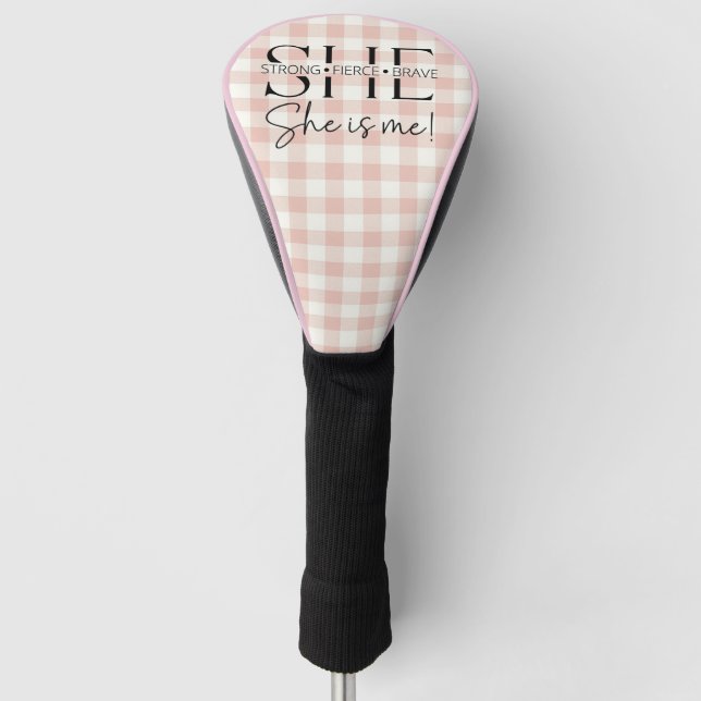 Inspirational Quote Typography Gingham Golf Head Cover (Front)