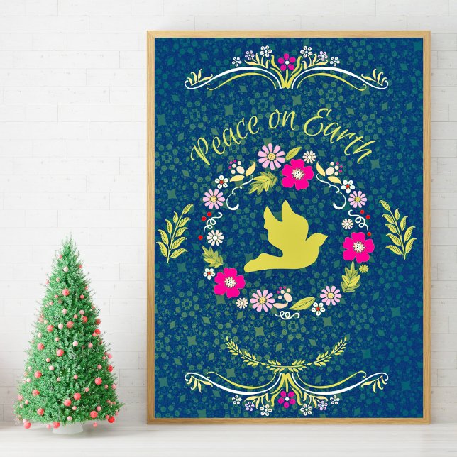 Inspirational Quote Vintage Script Peace on Earth Poster (Creator Uploaded)