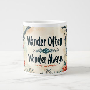 Inspirational Quote : Wander Often, Wonder Always Large Coffee Mug