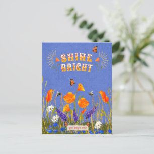 Inspirational Quote Wildflowers Poppies  Postcard