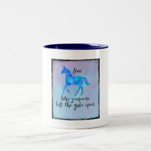Inspirational Quote with a Horse Running Free Two-Tone Coffee Mug