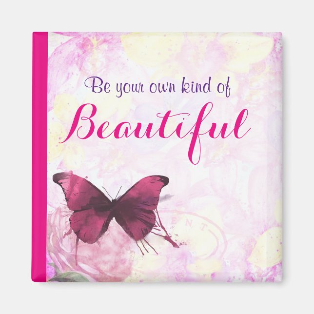 Inspirational Quote With A Watercolor Butterfly Magnet (Front)