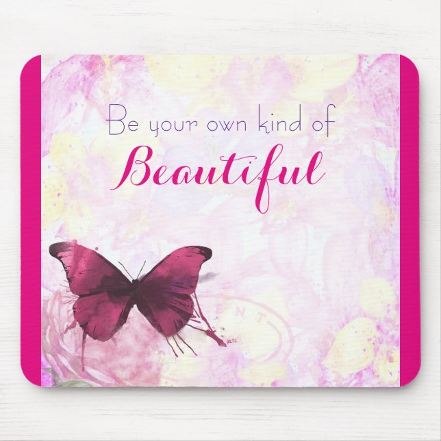 Inspirational Quote With A Watercolor Butterfly Mouse Mat (Front)