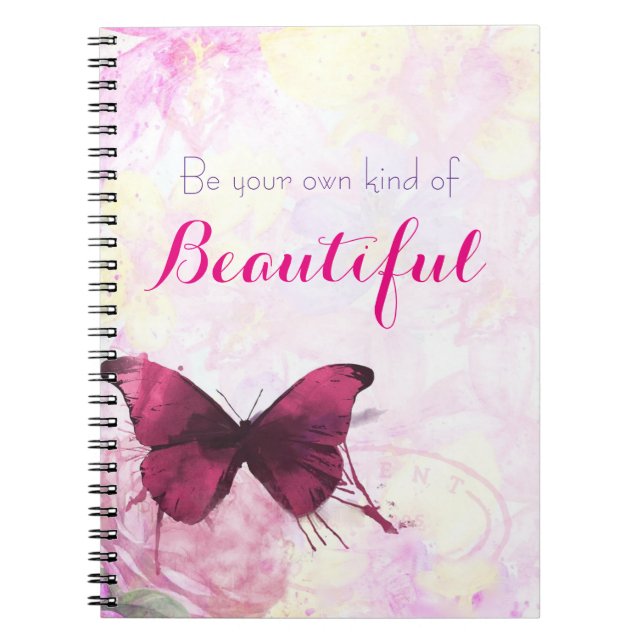 Inspirational Quote With A Watercolor Butterfly Notebook (Front)