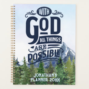 Inspirational Quote With God All Things Possibe Planner