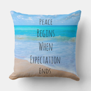 Inspirational Quote with Tropical Beach Scene Cushion