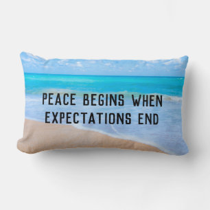 Inspirational Quote with Tropical Beach Scene Lumbar Cushion