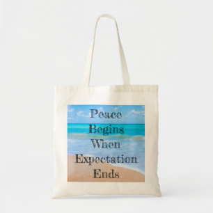 Inspirational Quote with Tropical Beach Scene Tote Bag